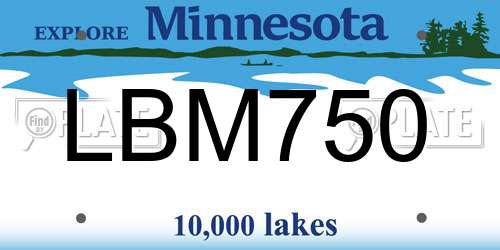 LBM750 Minnesota License Plate