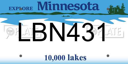 LBN431 Minnesota License Plate