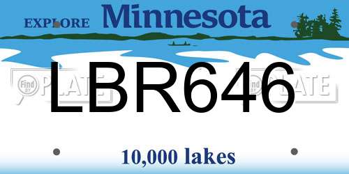 LBR646 Minnesota License Plate