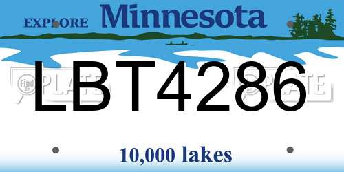 LBT4286 Minnesota License Plate