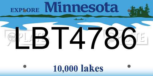 LBT4786 Minnesota License Plate