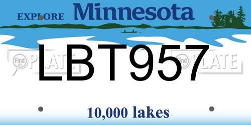 LBT957 Minnesota License Plate