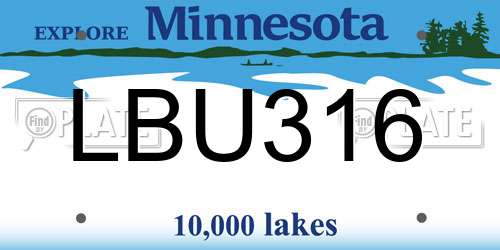 LBU316 Minnesota License Plate