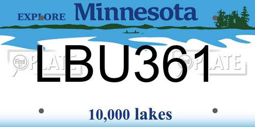 LBU361 Minnesota License Plate