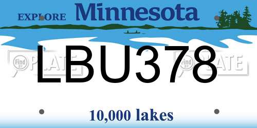 LBU378 Minnesota License Plate