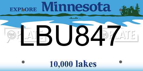 LBU847 Minnesota License Plate