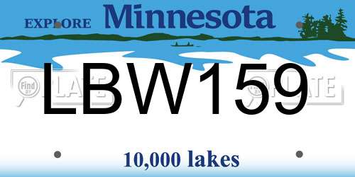 LBW159 Minnesota License Plate