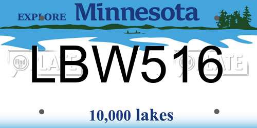 LBW516 Minnesota License Plate