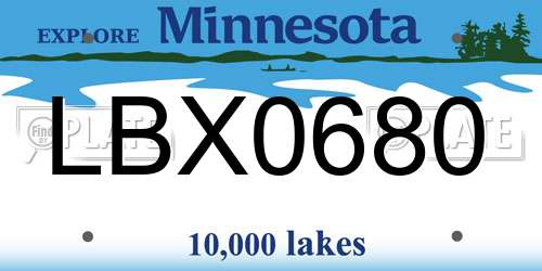 LBX0680 Minnesota License Plate