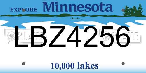 LBZ4256 Minnesota License Plate
