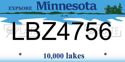 LBZ4756 Minnesota License Plate