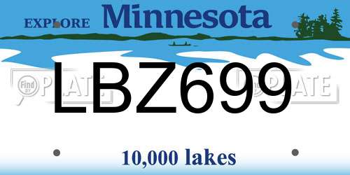 LBZ699 Minnesota License Plate