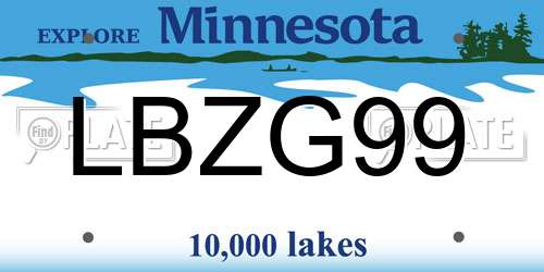 LBZG99 Minnesota License Plate