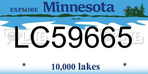 LC59665 Minnesota License Plate