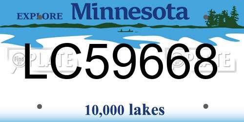 LC59668 Minnesota License Plate