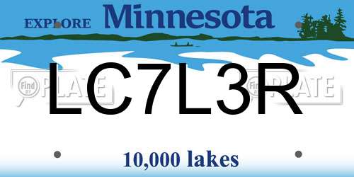 LC7L3R Minnesota License Plate