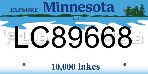 LC89668 Minnesota License Plate