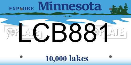 LCB881 Minnesota License Plate