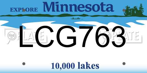 LCG763 Minnesota License Plate