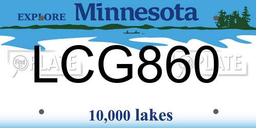 LCG860 Minnesota License Plate