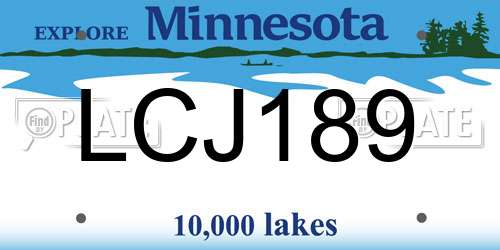 LCJ189 Minnesota License Plate