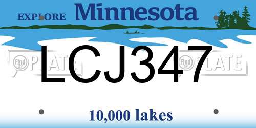 LCJ347 Minnesota License Plate