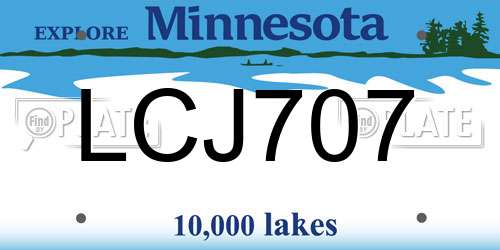 LCJ707 Minnesota License Plate
