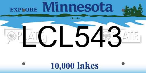 LCL543 Minnesota License Plate