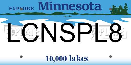 LCNSPL8 Minnesota License Plate