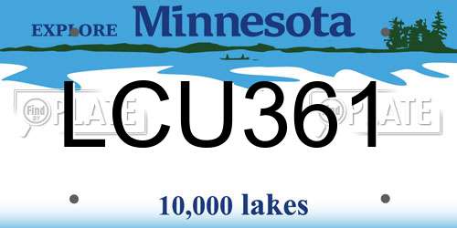 LCU361 Minnesota License Plate