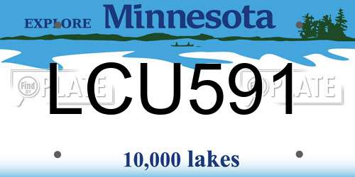 LCU591 Minnesota License Plate