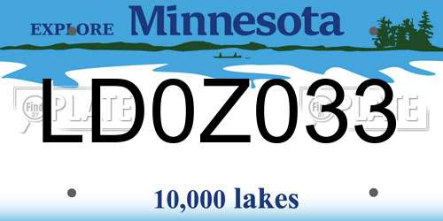 LD0Z033 Minnesota License Plate