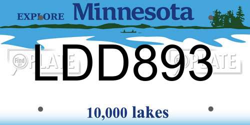 LDD893 Minnesota License Plate