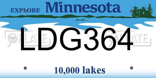 LDG364 Minnesota License Plate