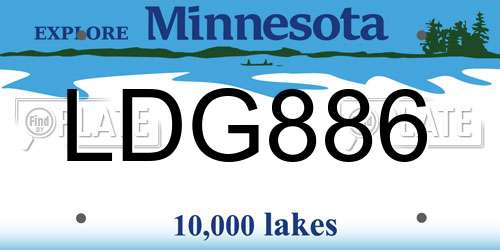 LDG886 Minnesota License Plate