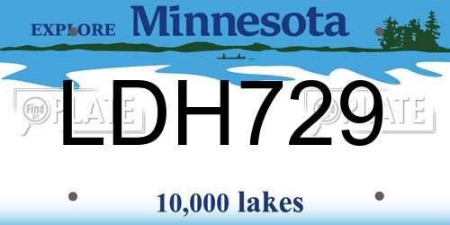 LDH729 Minnesota License Plate