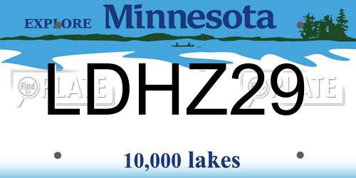 LDHZ29 Minnesota License Plate
