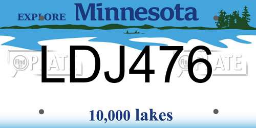 LDJ476 Minnesota License Plate