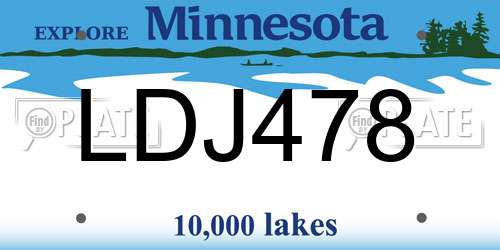 LDJ478 Minnesota License Plate