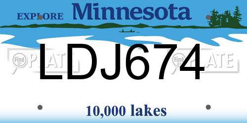 LDJ674 Minnesota License Plate