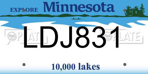 LDJ831 Minnesota License Plate