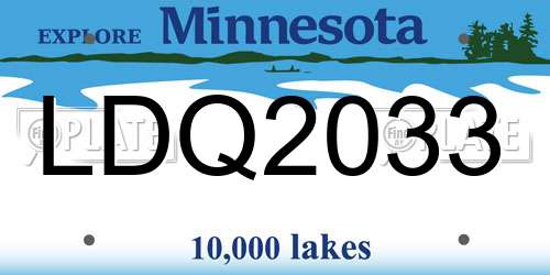 LDQ2033 Minnesota License Plate