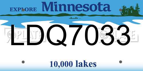 LDQ7033 Minnesota License Plate