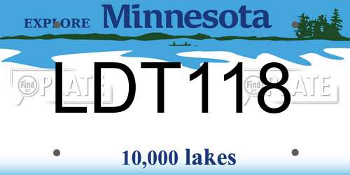 LDT118 Minnesota License Plate