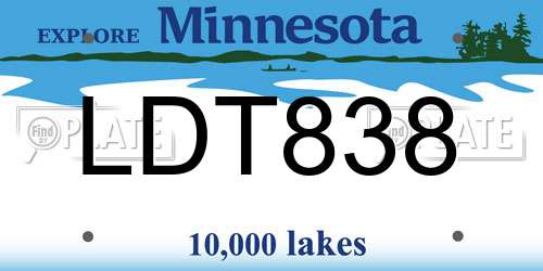 LDT838 Minnesota License Plate