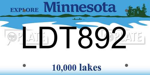 LDT892 Minnesota License Plate