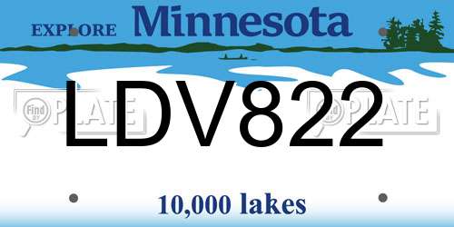 LDV822 Minnesota License Plate