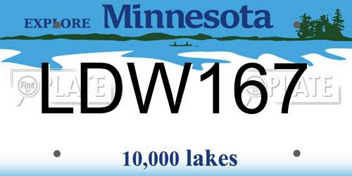 LDW167 Minnesota License Plate