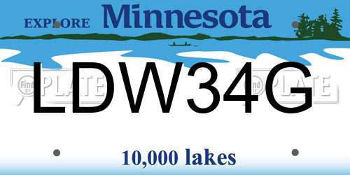 LDW34G Minnesota License Plate