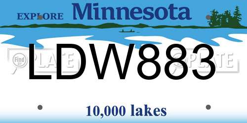 LDW883 Minnesota License Plate